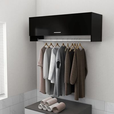 vidaXL Wardrobe Black 100x32.5x35 cm Engineered Wood, black vidaXL Wardrobe Black 100x32.5x35 cm Engineered Wood