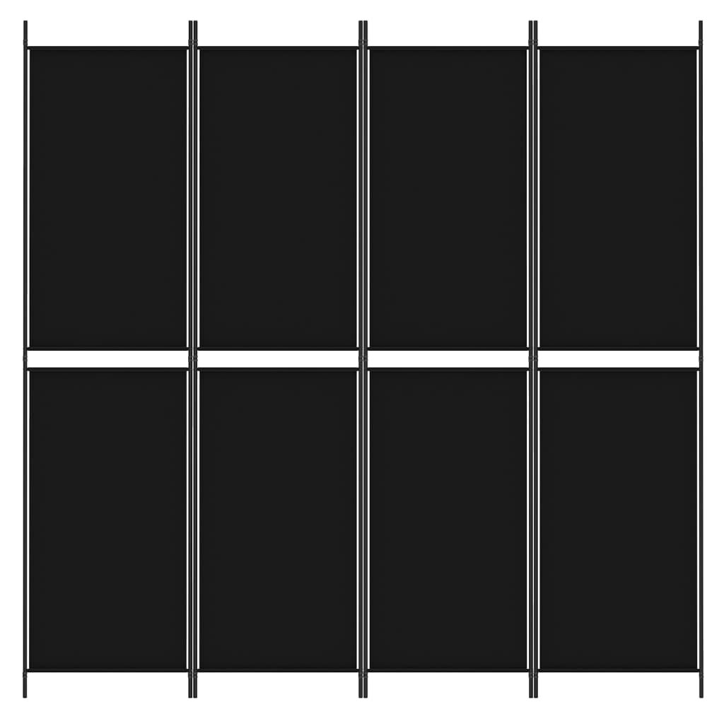 vidaXL 4-Panel Room Divider Black 200x200 cm Fabric
