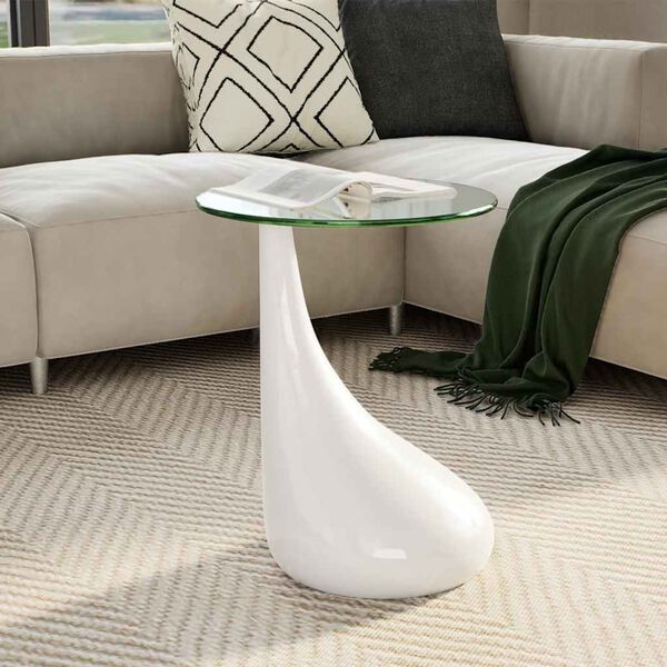 vidaXL Coffee Table with Round Glass Top High Gloss White