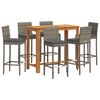 vidaXL 7 Piece Garden Bar Set Grey Solid Wood Acacia and Poly Rattan