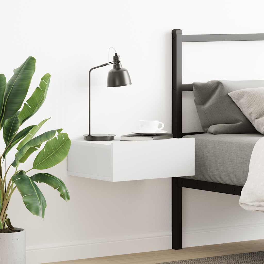 vidaXL Floating Nightstand White 40x30x15cm Engineered Wood