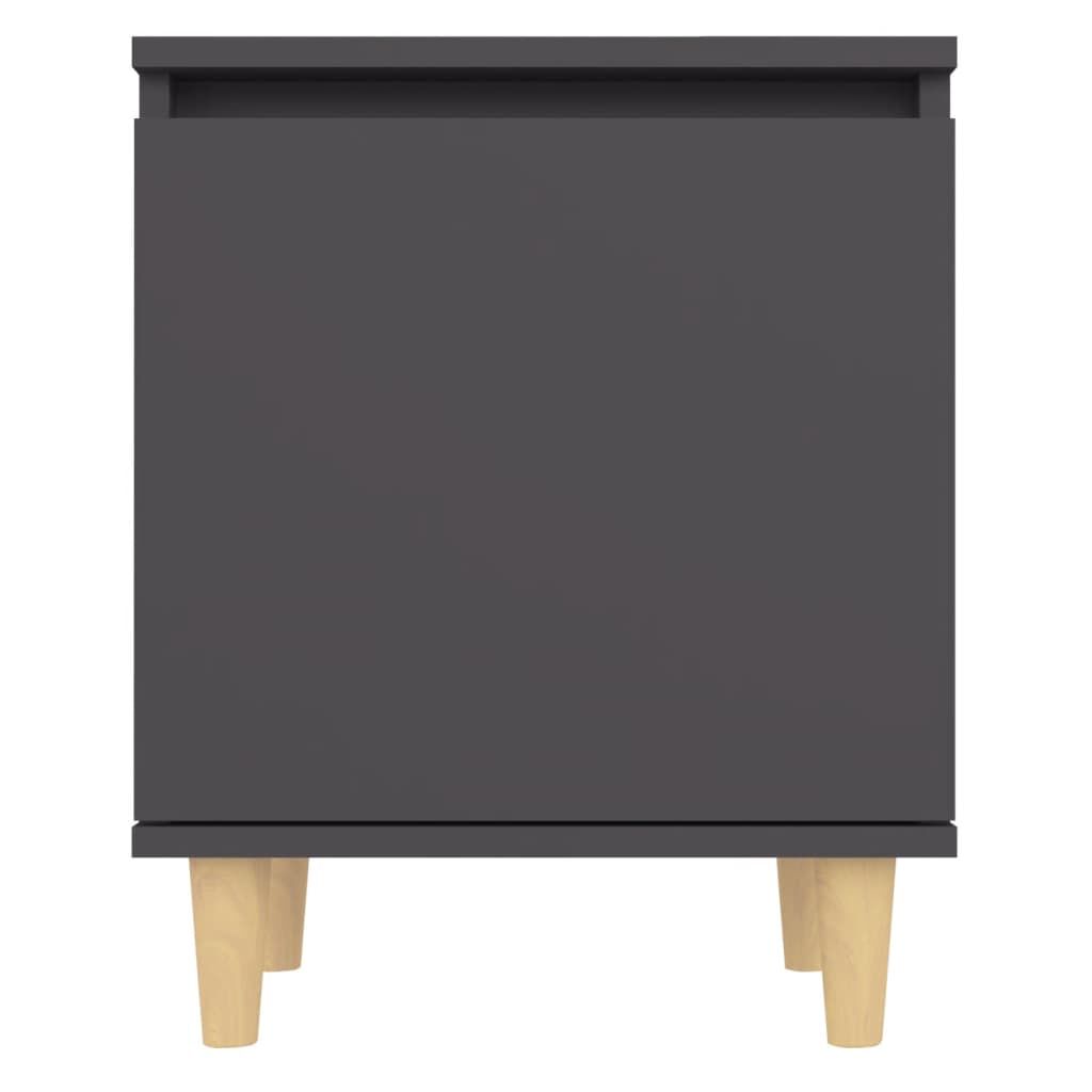vidaXL Bed Cabinet with Solid Wood Legs Grey 40x30x50 cm