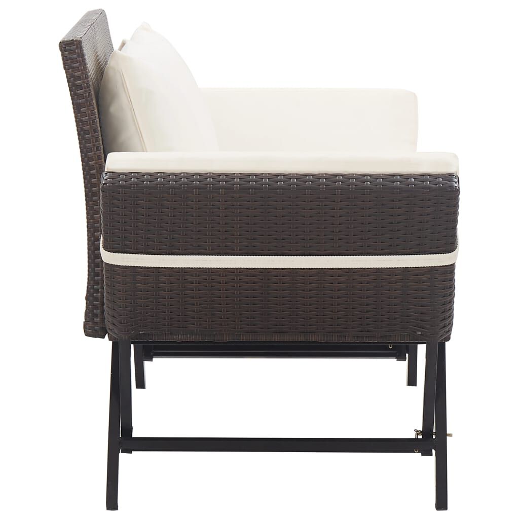 vidaXL Garden Bench with Cushions 176 cm Brown Poly Rattan
