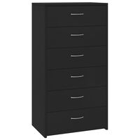 vidaXL Sideboard with 6 Drawers Black 50x34x96 cm Engineered Wood, black vidaXL Sideboard with 6 Drawers Black 50x34x96 cm Engineered Wood