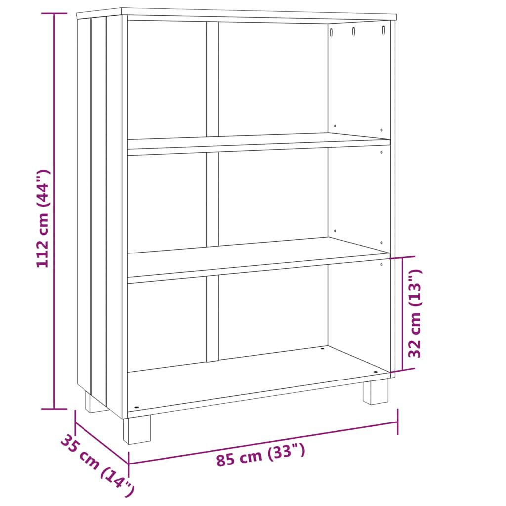 vidaXL Book Cabinet HAMAR Honey Brown 85x35x112 cm Solid Wood Pine