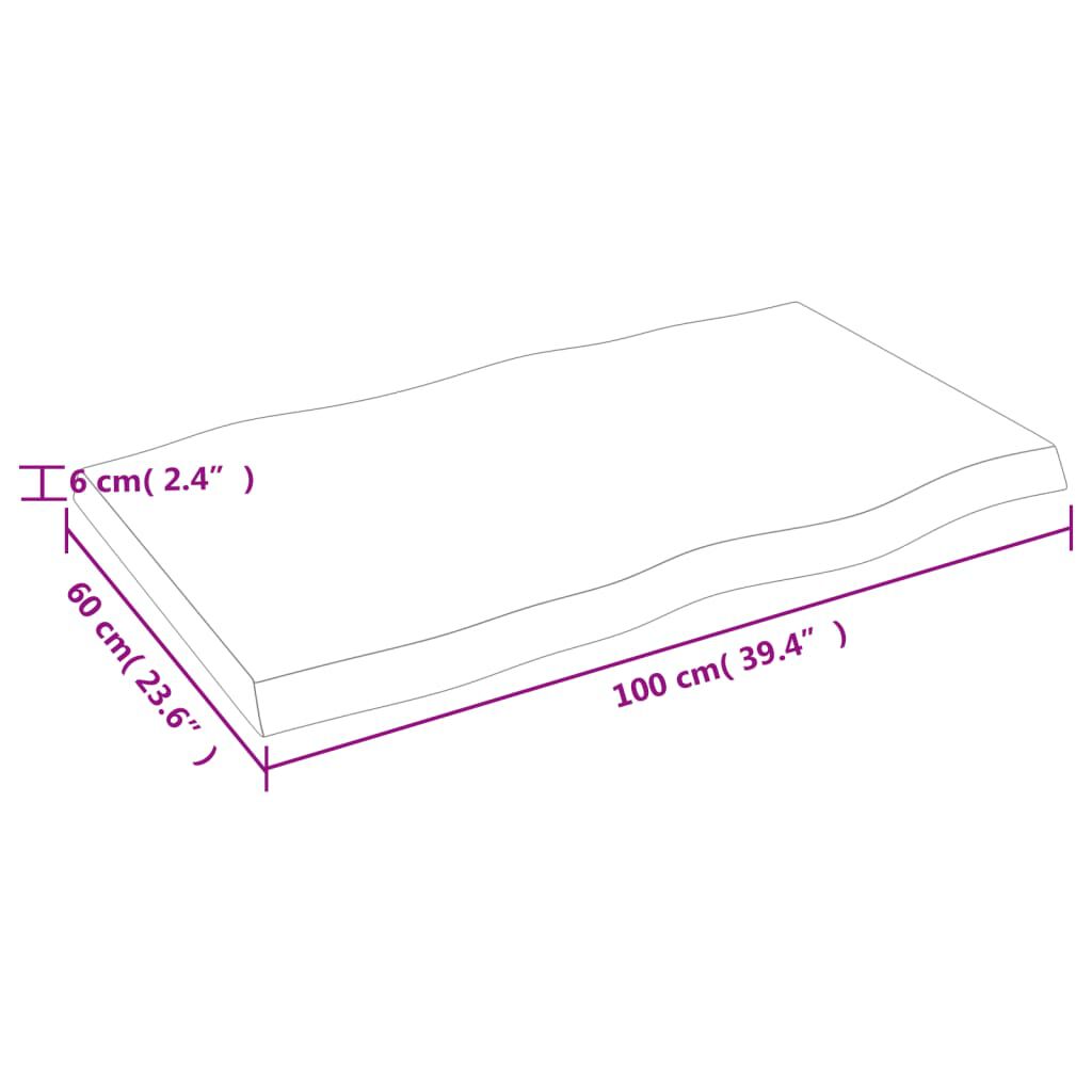 vidaXL Table Top Light Brown 100x60x(2-6)cm Treated Solid Wood Live Edge