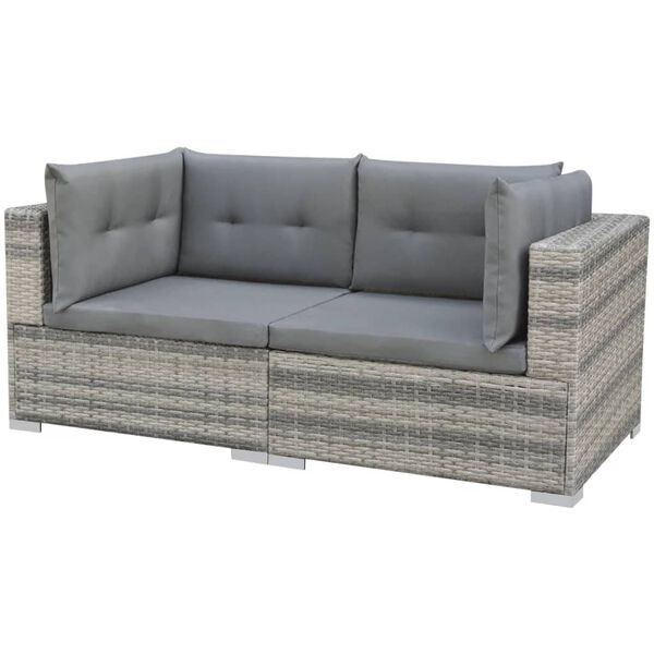 vidaXL 10 Piece Garden Lounge Set with Cushions Poly Rattan Grey