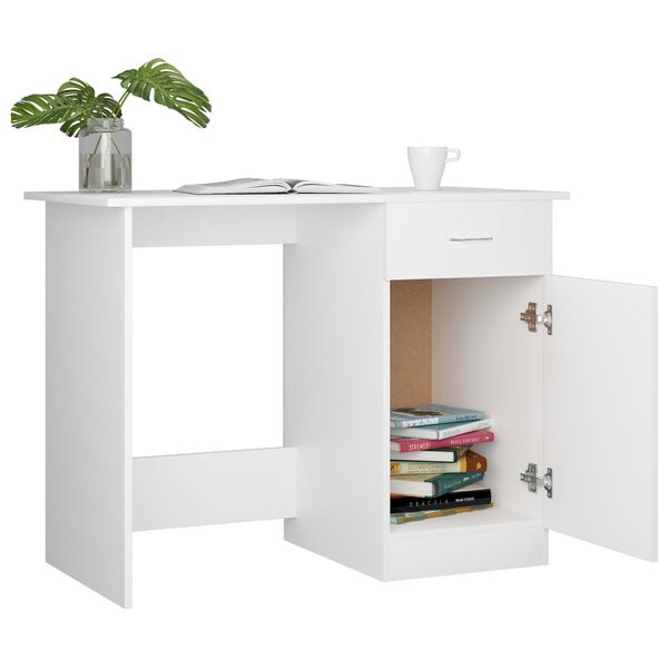 vidaXL Desk White 100x50x76 cm Engineered Wood