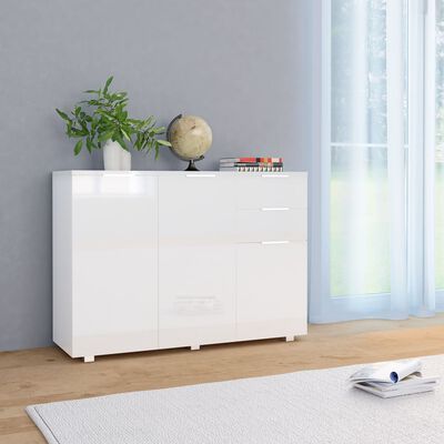 vidaXL Sideboard High Gloss White 107x35x80.5 cm, white vidaXL Sideboard High Gloss White 107x35x80.5 cm