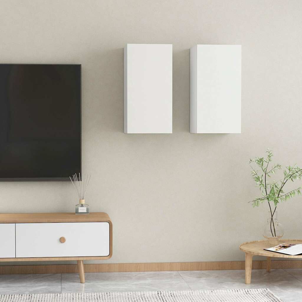 vidaXL TV Cabinets 2 pcs White 30.5x30x60 cm Engineered Wood