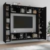 vidaXL 8 Piece TV Cabinet Set Black Engineered Wood