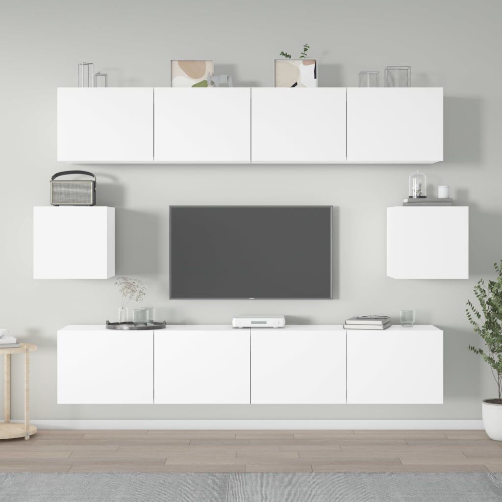 vidaXL 6 Piece TV Cabinet Set White Engineered Wood