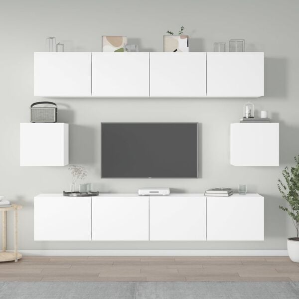 vidaXL 6 Piece TV Cabinet Set White Engineered Wood