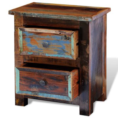 vidaXL Nightstand with 2 Drawers Solid Reclaimed Wood,  vidaXL Nightstand with 2 Drawers Solid Reclaimed Wood