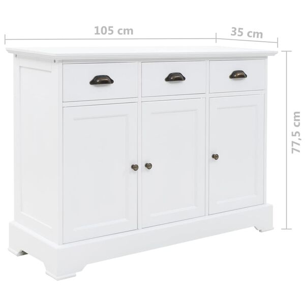vidaXL Sideboard with 3 Doors MDF and Pinewood 105x35x77.5 cm