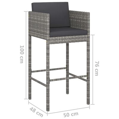 vidaXL 5 Piece Garden Bar Set with Cushions Poly Rattan Grey, grey vidaXL 5 Piece Garden Bar Set with Cushions Poly Rattan Grey