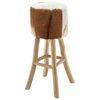 vidaXL Bar Stool Goatskin Leather and Solid Teak Wood