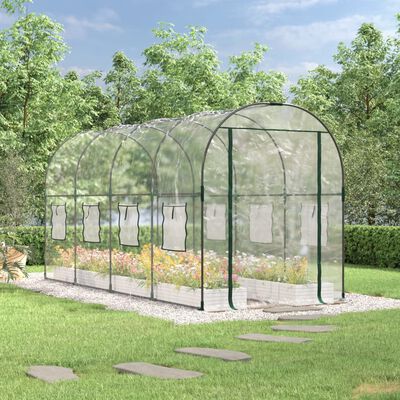 vidaXL Greenhouse Transparent 160x400x190 cm PVC&Powder-coated Steel,  vidaXL Greenhouse Transparent 160x400x190 cm PVC&Powder-coated Steel
