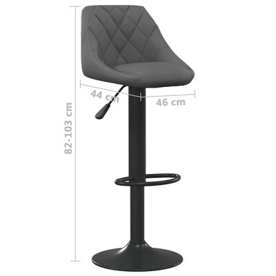 vidaXL Bar Stools 2 pcs Dark Grey Velvet, dark grey vidaXL Bar Stools 2 pcs Dark Grey Velvet