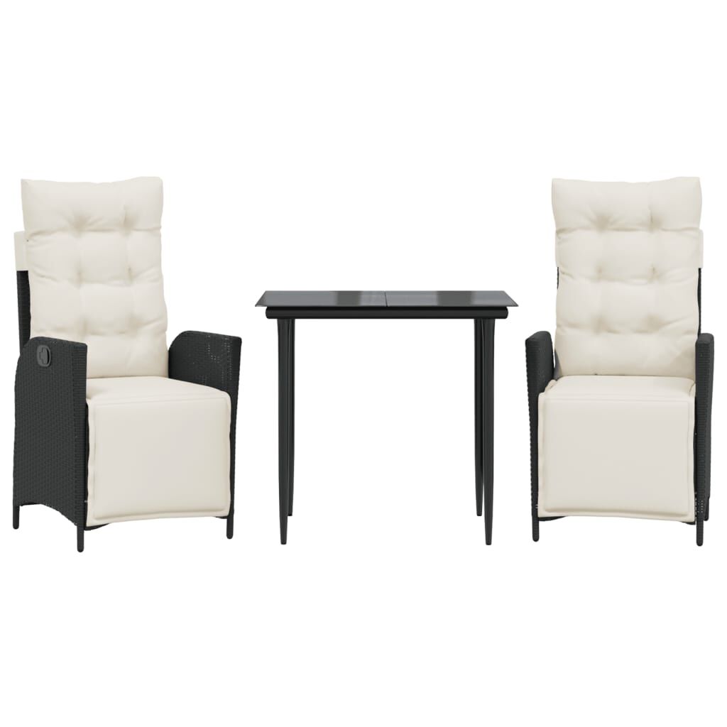vidaXL 5 Piece Garden Dining Set with Cushions Black Poly Rattan