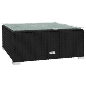 vidaXL Garden Coffee Table Black 60x60x30 cm Poly Rattan and Glass