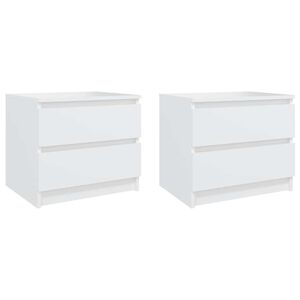 vidaXL Bed Cabinets 2 pcs White 50x39x43,5 cm Engineered Wood