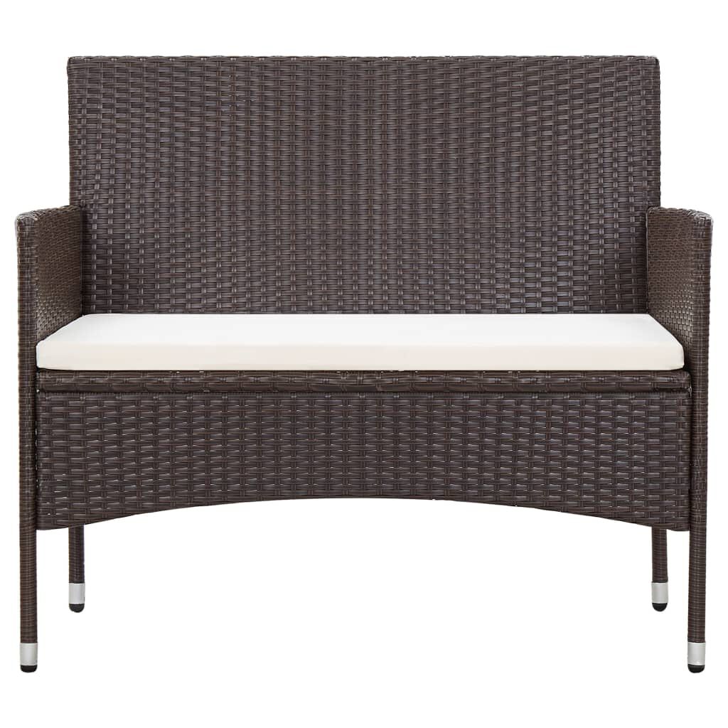 vidaXL 2 Piece Garden Lounge Set with Cushion Poly Rattan Brown