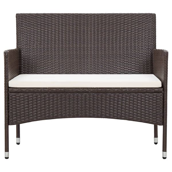vidaXL 2 Piece Garden Lounge Set with Cushion Poly Rattan Brown