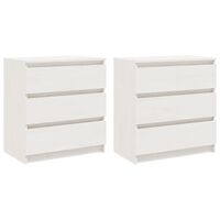 vidaXL Bedside Cabinets 2 pcs White 60x36x64 cm Solid Pinewood, white vidaXL Bedside Cabinets 2 pcs White 60x36x64 cm Solid Pinewood