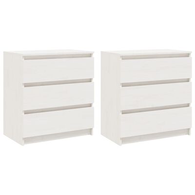 vidaXL Bedside Cabinets 2 pcs White 60x36x64 cm Solid Pinewood, white vidaXL Bedside Cabinets 2 pcs White 60x36x64 cm Solid Pinewood
