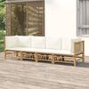 vidaXL 4 Piece Garden Lounge Set with Cream White Cushions Bamboo