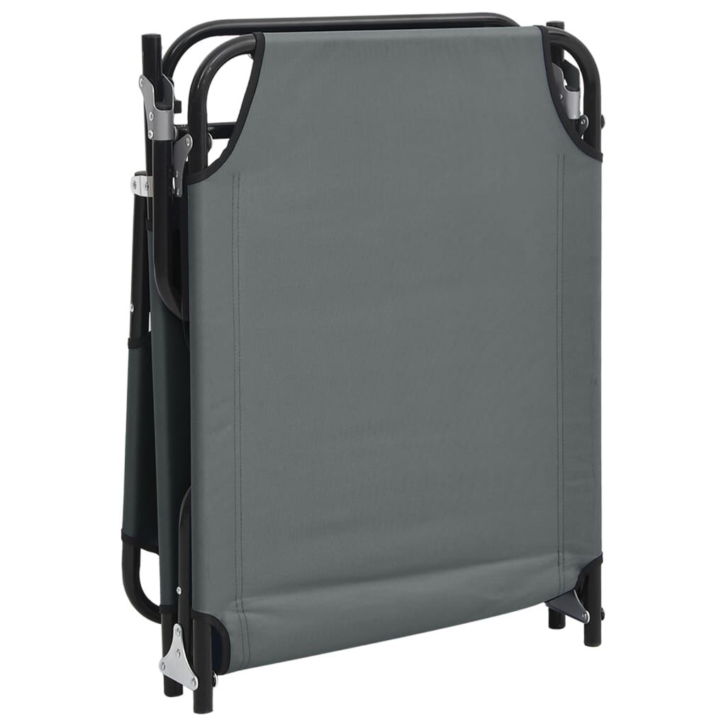 vidaXL Folding Sun Lounger Grey Oxford Fabric&Powder-coated Steel