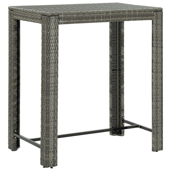 vidaXL 7 Piece Outdoor Bar Set with Cushions Poly Rattan Grey