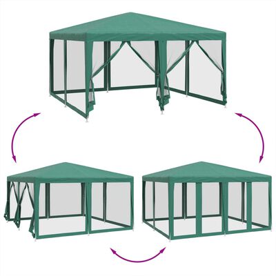 vidaXL Party Tent with 8 Mesh Sidewalls Green 4x4 m HDPE