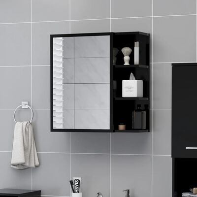 vidaXL Bathroom Mirror Cabinet Black 62.5x20.5x64 cm Engineered Wood, black vidaXL Bathroom Mirror Cabinet Black 62.5x20.5x64 cm Engineered Wood
