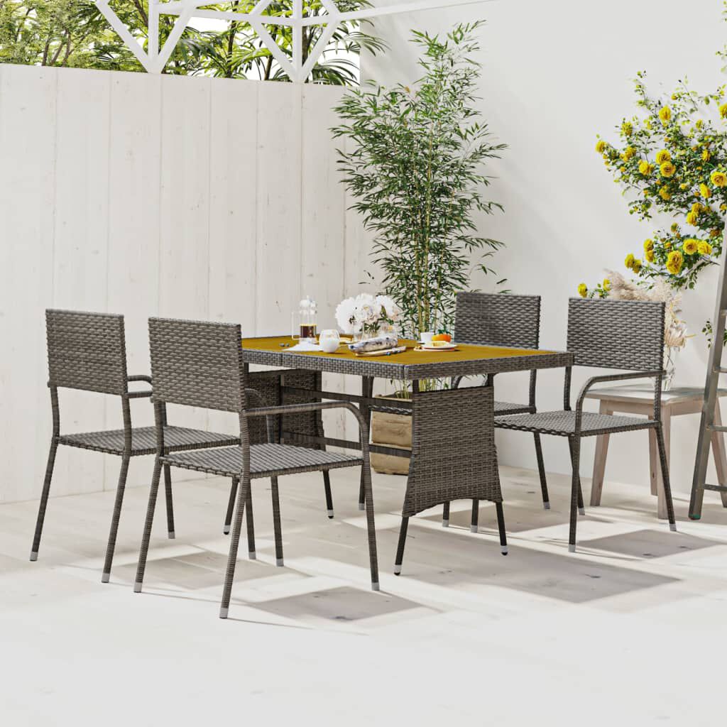 vidaXL 5 Piece Outdoor Dining Set Poly Rattan Grey