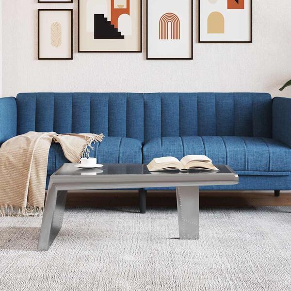 vidaXL Aviator Coffee Table Aluminium Vintage Aircraft Airman Style