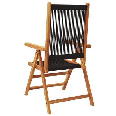 vidaXL Garden Chairs 2 pcs Black Solid Wood Acacia and Polypropylene, black vidaXL Garden Chairs 2 pcs Black Solid Wood Acacia and Polypropylene
