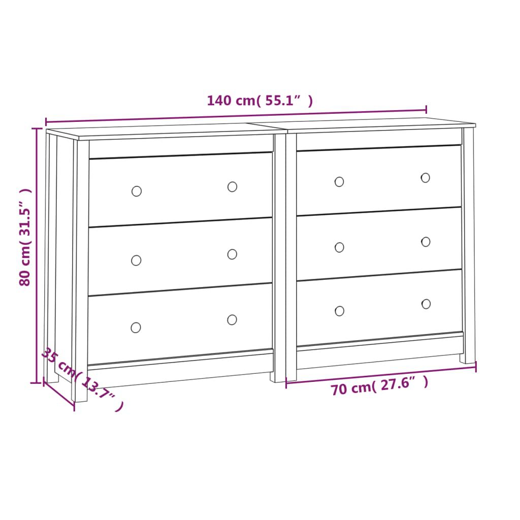 vidaXL Sideboard 140x35x80 cm Solid Wood Pine