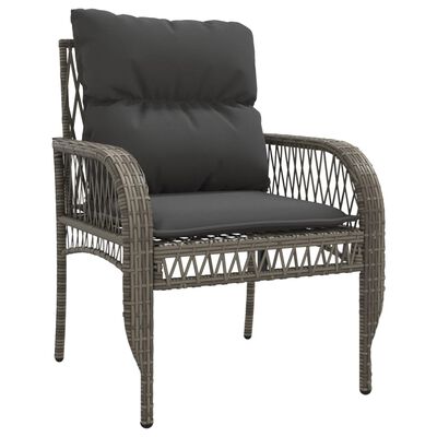 vidaXL 4 Piece Garden Sofa Set with Cushions Grey Poly Rattan, grey and dark grey vidaXL 4 Piece Garden Sofa Set with Cushions Grey Poly Rattan