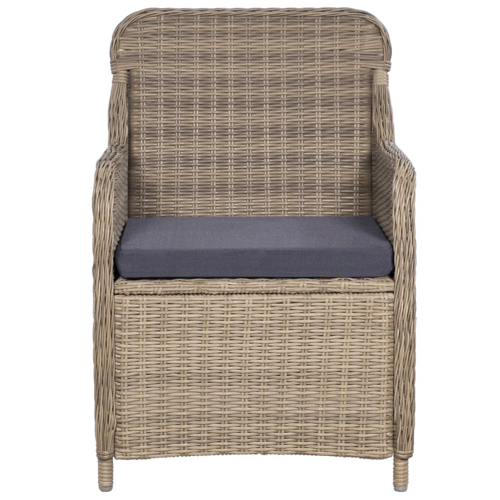 vidaXL Outdoor Chairs with Cushions 2 pcs Poly Rattan Brown