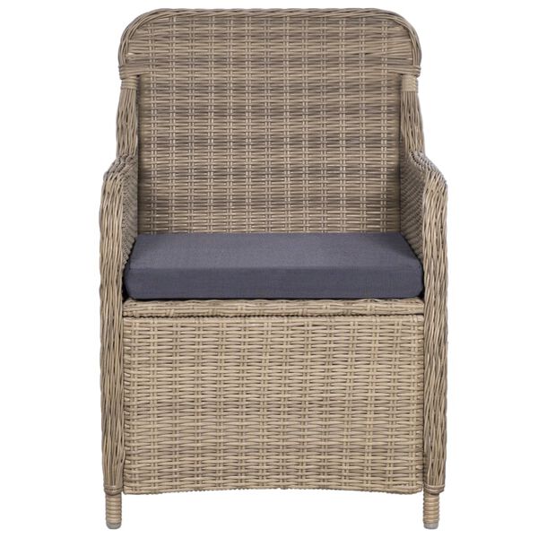 vidaXL Outdoor Chairs with Cushions 2 pcs Poly Rattan Brown