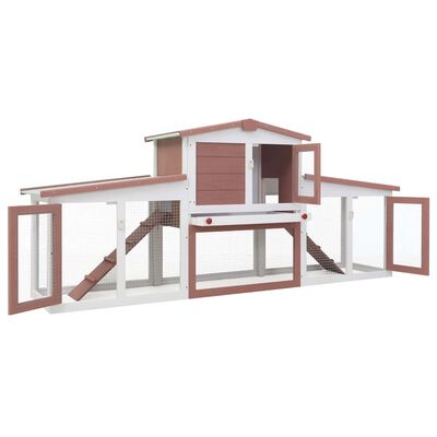 vidaXL Outdoor Large Rabbit Hutch Brown and White 201x45x85 cm Wood, brown and white vidaXL Outdoor Large Rabbit Hutch Brown and White 201x45x85 cm Wood