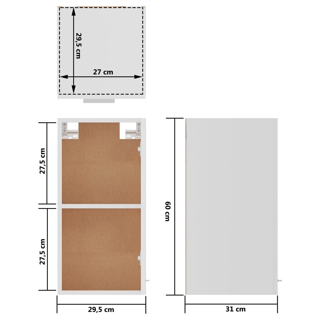 vidaXL Hanging Cabinet Lyon White 29.5x31x60 cm Engineered Wood