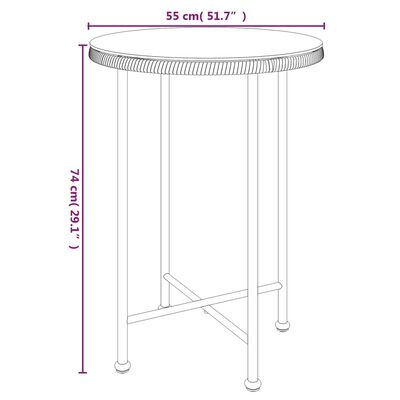 vidaXL Dining Table Black Ø55 cm Tempered Glass and Steel
