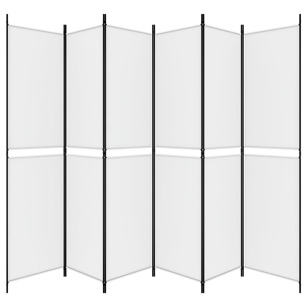 vidaXL 6-Panel Room Divider White 300x220 cm Fabric