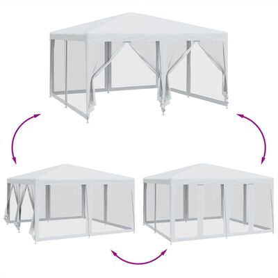 vidaXL Party Tent with 8 Mesh Sidewalls White 4x4 m HDPE, white vidaXL Party Tent with 8 Mesh Sidewalls White 4x4 m HDPE