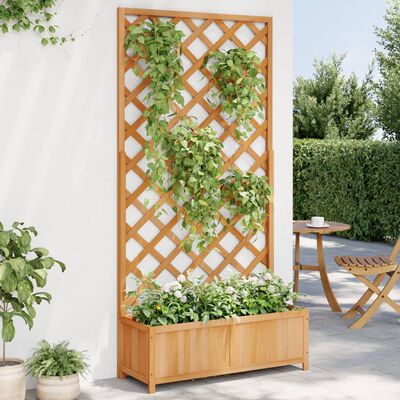 vidaXL Planter with Trellis Brown Solid Wood Fir, brown vidaXL Planter with Trellis Brown Solid Wood Fir