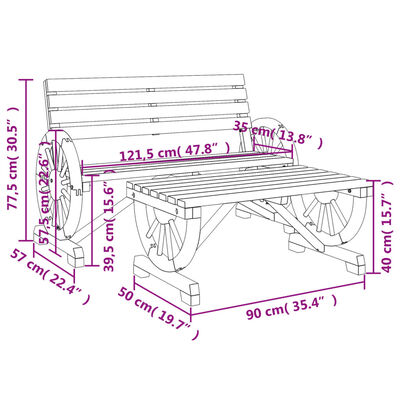 vidaXL 2 Piece Garden Lounge Set Solid Wood Fir