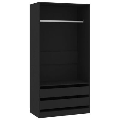 vidaXL Wardrobe Black 100x50x200 cm Engineered Wood, black vidaXL Wardrobe Black 100x50x200 cm Engineered Wood